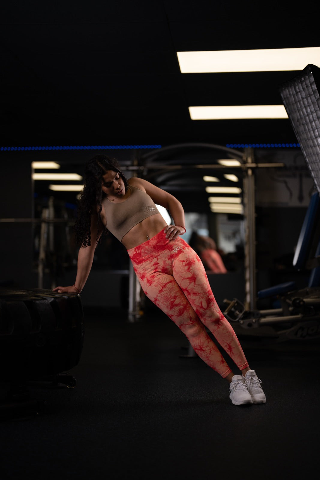 tye dye orange red leggings